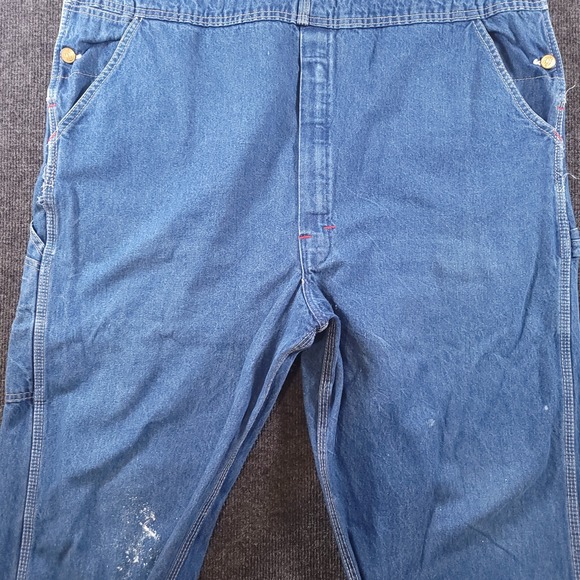 Dickies Bib‎ Overalls Mens 46x32 Blue Workwear Wide Leg Carpenter Utility Cargo - Picture 3 of 14